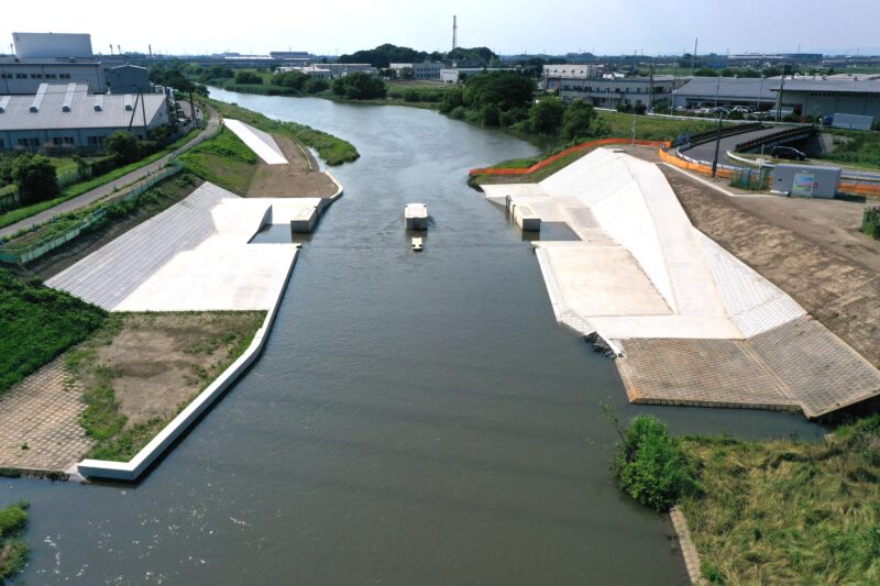 河川改修工事（宇和田さくら堰仮設工）